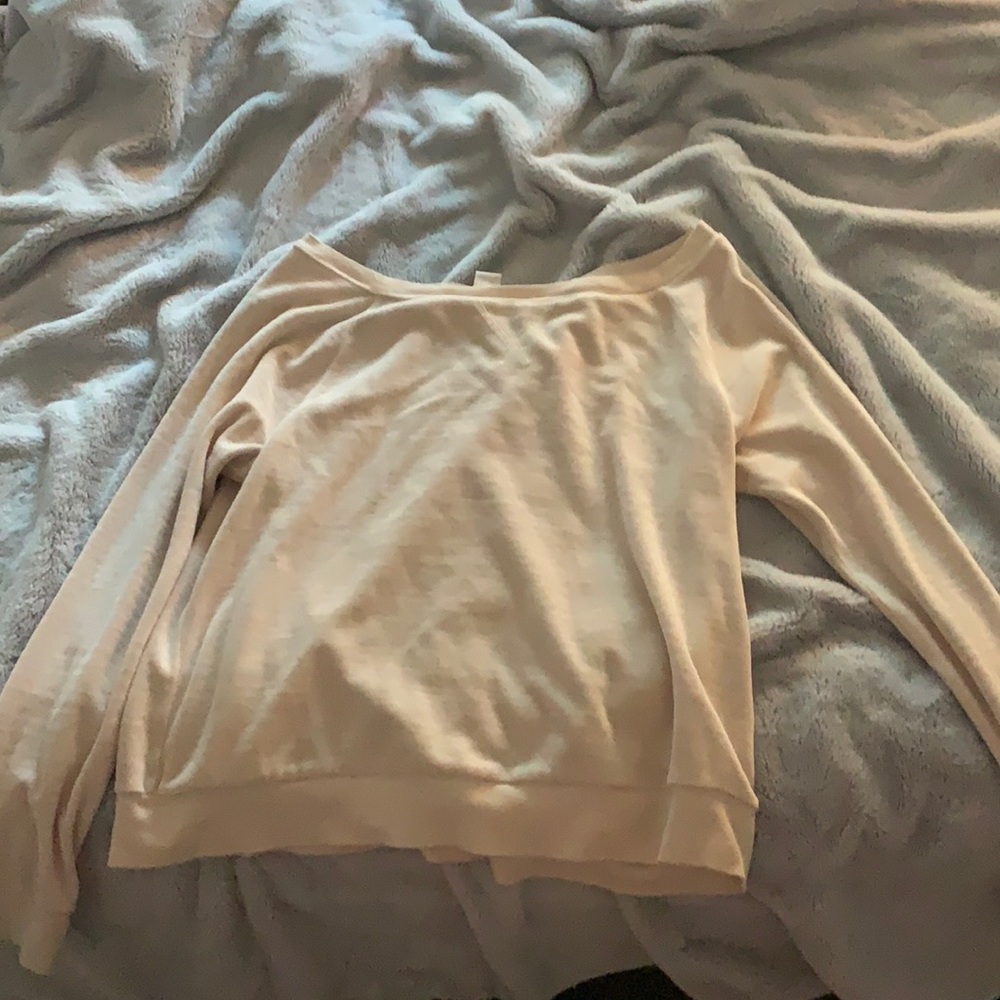 Light baby pink off the shoulder sweater
